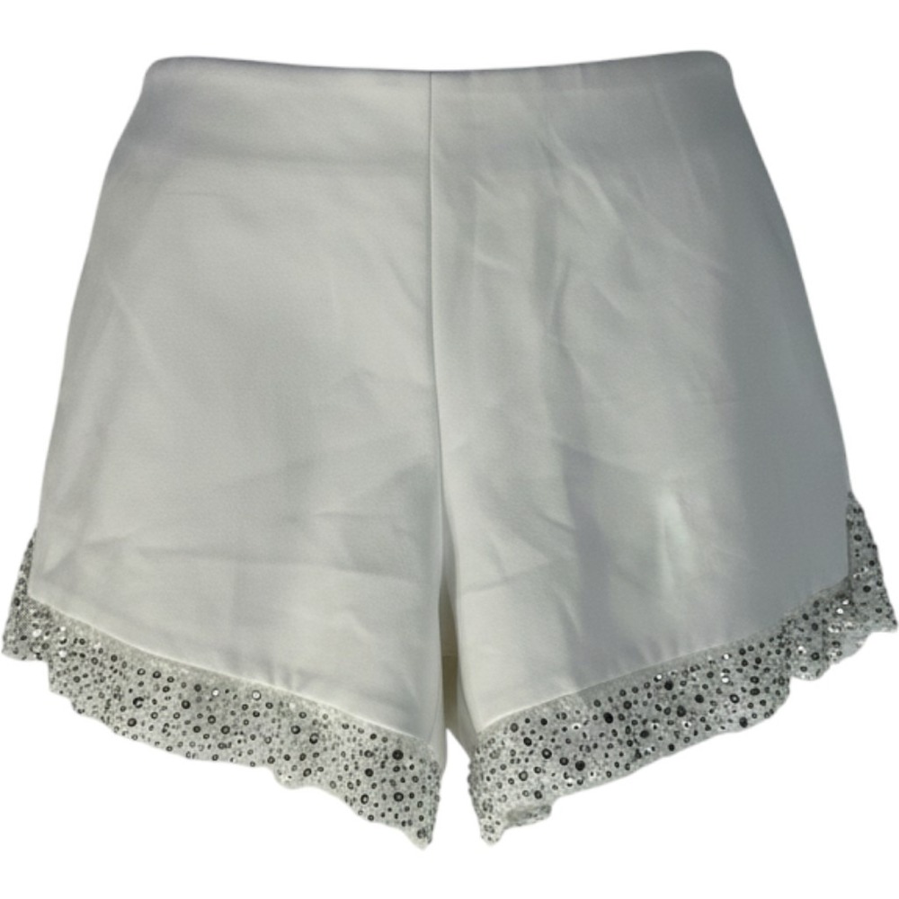 The Moon White Badazzled Trim Shorts With Pockets And Size Zipper Size‎ Small